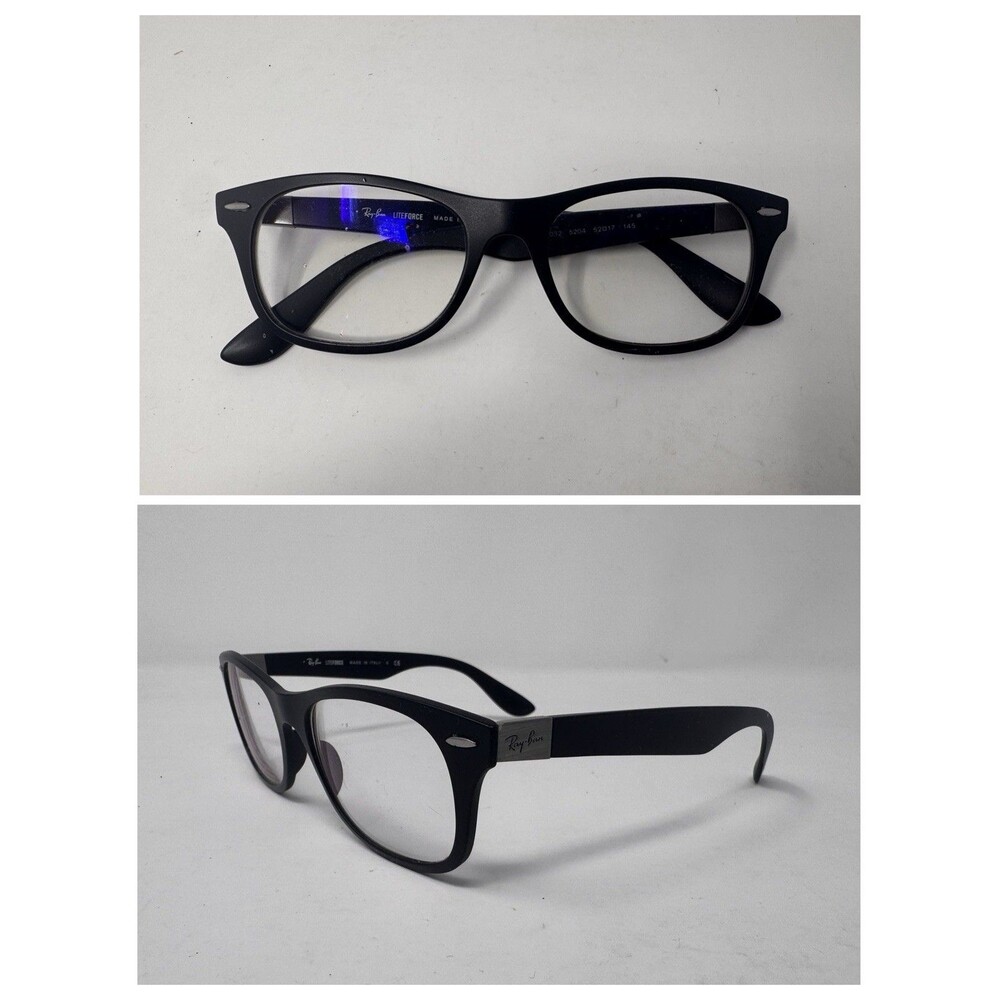 Ray-Ban LITEFORCE RB7032 Eyeglass Frames Only 52-17-145 Black 5204 Italy Made